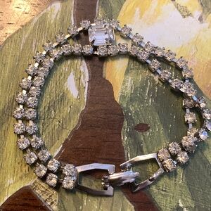 Beautiful signed Weiss Rhinestone Bracelet. Simply lovely .Two stand small wrist